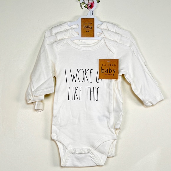 Rae Dunn Baby 3-Pack Long Sleeve Bodysuits 3–6 Months - Picture 2 of 5